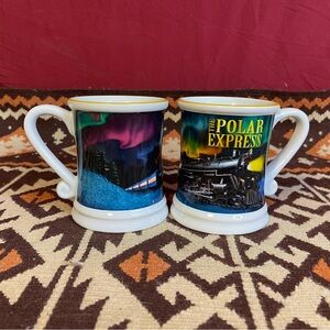 Warner Brothers The Polar Express Set of 2 Christmas 3D Coffee Cocoa Mugs Cups